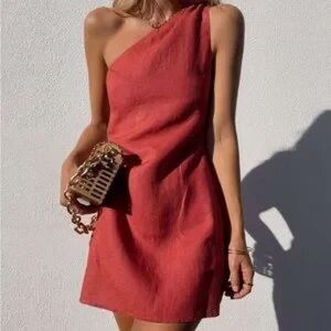 POSSE | linen one shoulder mini dress